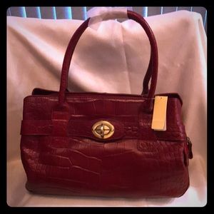 Michael Rome Large Red Embossed Leather Bag NWT